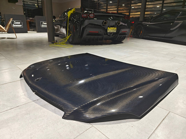 Mercedes Benz C-Class C350 C300 C250 Luxury Sport W204 Facelift 2012 2013 2014 with Aftermarket Parts - Hood Carbon Fiber from CMST Tuning