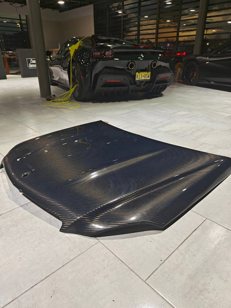 Mercedes Benz C-Class C350 C300 C250 Luxury Sport W204 Facelift 2012 2013 2014 with Aftermarket Parts - Hood Carbon Fiber from CMST Tuning