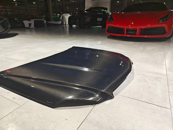 Mercedes Benz C-Class C350 C300 C250 Luxury Sport W204 Facelift 2012 2013 2014 with Aftermarket Parts - Hood Carbon Fiber from CMST Tuning