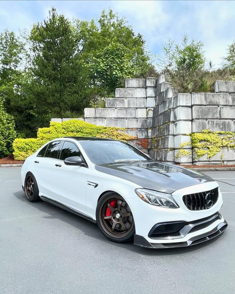 Mercedes Benz C63/C63S AMG W205 with Aftermarket Parts - 2015 2016 2017 2018 2019 2020 2021 Hood Bonnet Carbon Fiber / FRP from CMST Tuning