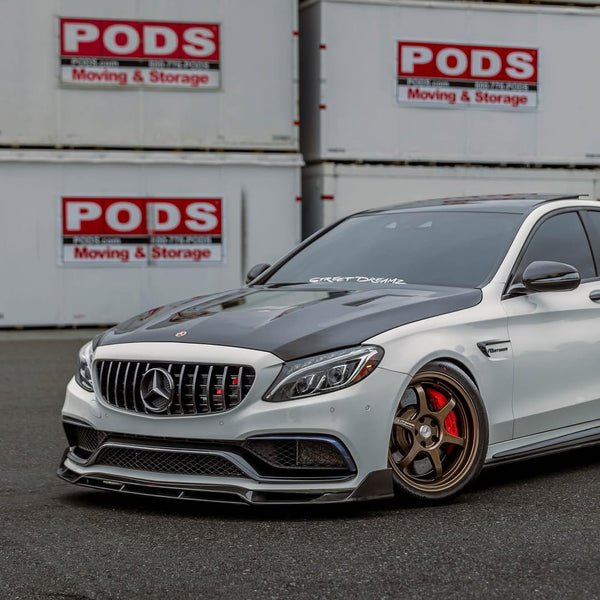 Mercedes Benz C63/C63S AMG W205 with Aftermarket Parts - 2015 2016 2017 2018 2019 2020 2021 Hood Bonnet Carbon Fiber / FRP from CMST Tuning