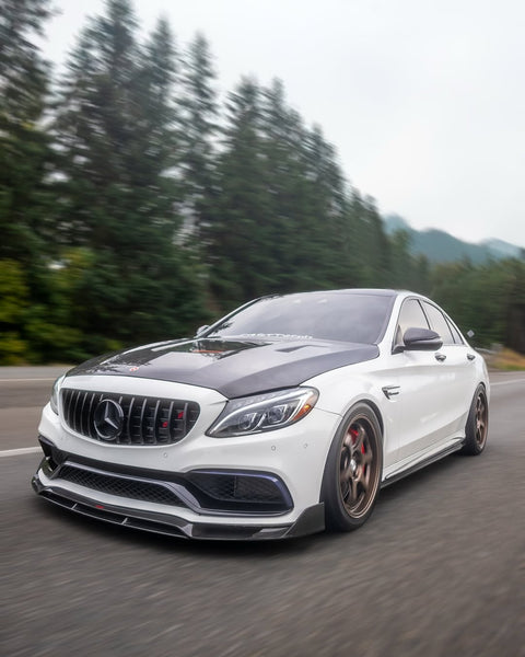 Mercedes Benz C63/C63S AMG W205 with Aftermarket Parts - 2015 2016 2017 2018 2019 2020 2021 Hood Bonnet Carbon Fiber / FRP from CMST Tuning