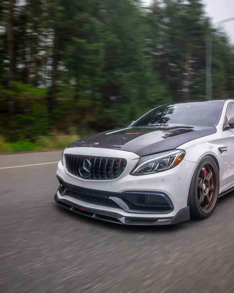 Mercedes Benz C63/C63S AMG W205 with Aftermarket Parts - 2015 2016 2017 2018 2019 2020 2021 Hood Bonnet Carbon Fiber / FRP from CMST Tuning