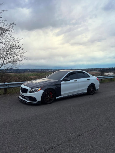 Mercedes Benz C63/C63S AMG W205 with Aftermarket Parts - 2015 2016 2017 2018 2019 2020 2021 Hood Bonnet Carbon Fiber / FRP from CMST Tuning