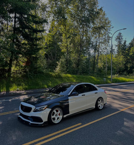 Mercedes Benz C63/C63S AMG W205 with Aftermarket Parts - 2015 2016 2017 2018 2019 2020 2021 Hood Bonnet Carbon Fiber / FRP from CMST Tuning