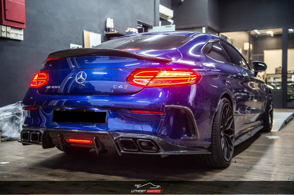 Mercedes Benz C63S C63 AMG C43 C300 W205 2017 2018 2019 2020 2021 2022 2023 with Aftermarket Parts - Rear Diffuser Carbon Fiber / FRP from CMST Tuning
