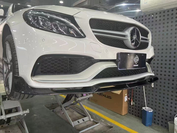 Mercedes Benz C63S C63 AMG W205 Sedan 2015-2021 & C63S C63 AMG W205 Coupe 2017-2023 & C63S C63 AMG W205 Convertible 2017-2023 with Aftermarket Parts - Carbon Fiber FRP Front Lip Splitter from  CMST Tuning