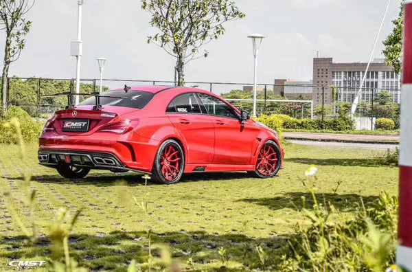 Mercedes Benz CLA45 AMG CLA250 C117 (fitment for CLA250 requires sport package bumper)  2014 2015 2016 with Aftermarket Parts - Widebody Front Wheel Archs Fender Flares & Intake Vent Valances & Rear Fender Flares Carbon Fiber / FRP from CMST Tuning