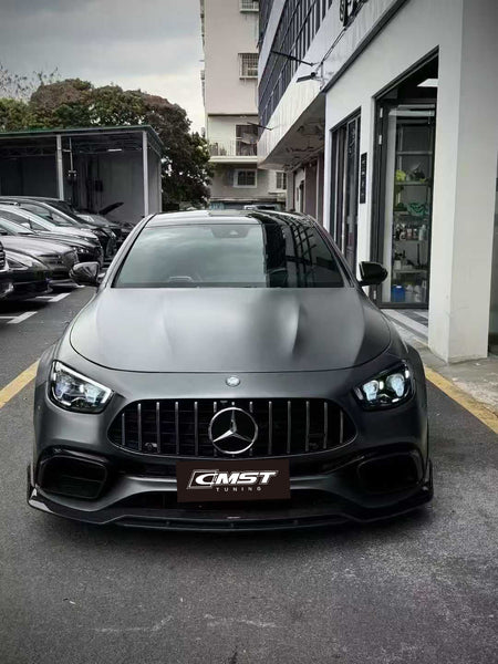 Mercedes Benz E-Class E63S E63 W213 2021-2023 with Aftermarket Parts - Pre-preg Carbon Fiber FRP Front Lip Splitter from CMST Tuning