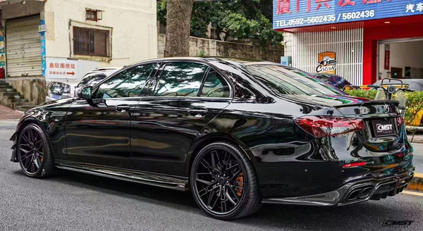 Mercedes Benz E-Class E63S E63 E53 E43 AMG E550 E450 E400 E350 E300 W213 2017 2018 2019 2020 2021 2022 2023 with Aftermarket Parts - Side Skirts Pre-preg Carbon Fiber / FRP from CMST Tuning
