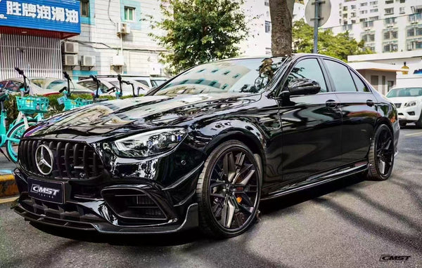 Mercedes Benz E-Class E63S E63 E53 E43 AMG E550 E450 E400 E350 E300 W213 2017 2018 2019 2020 2021 2022 2023 with Aftermarket Parts - Side Skirts Pre-preg Carbon Fiber / FRP from CMST Tuning