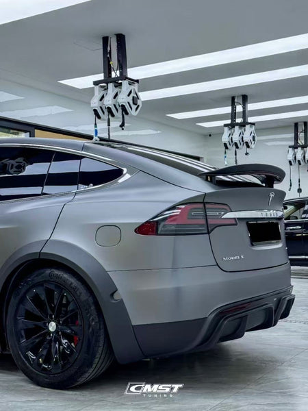 Tesla Model X P100D 100D 90D 75D 60D Performance Long Range Base 2016-2021 with Aftermarket Parts - Rear Diffuser Carbon Fiber / FRP from CMST Tuning
