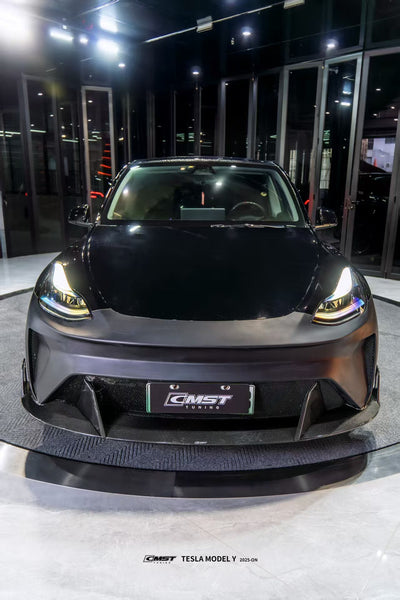 Tesla Model Y Performance AWD Long Range RWD Standard 2020 2021 2022 2023 2024 2025 with Aftermarket Parts - Front Bumper &amp; Front Lip Carbon Fiber / FRP from CMST Tuning