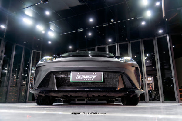Tesla Model Y Performance AWD Long Range RWD Standard 2020 2021 2022 2023 2024 2025 with Aftermarket Parts - Front Bumper &amp; Front Lip Carbon Fiber / FRP from CMST Tuning