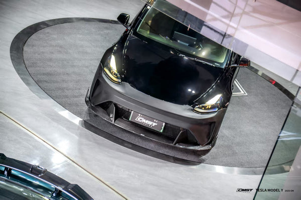 Tesla Model Y Performance AWD Long Range RWD Standard 2020 2021 2022 2023 2024 2025 with Aftermarket Parts - Front Bumper &amp; Front Lip Carbon Fiber / FRP from CMST Tuning