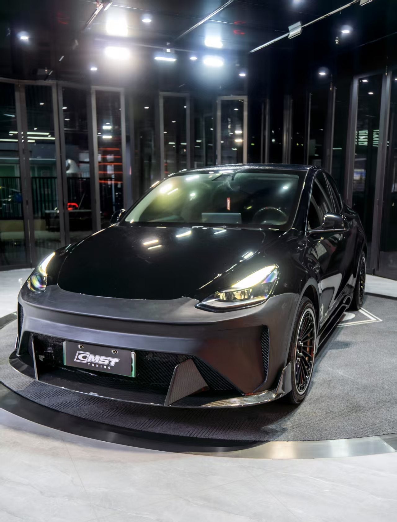 Tesla Model Y Performance AWD Long Range RWD Standard 2020 2021 2022 2023 2024 2025 with Aftermarket Parts - Front Bumper &amp; Front Lip Carbon Fiber / FRP from CMST Tuning