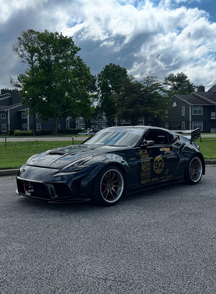 Nissan 370Z Nismo Sport Touring Base Fairlady Z Z34 2009 2010 2011 2012 2013 2014 2015 2016 2017 2018 2019 2020 with Aftermarket Parts - V1 Glass Clearview Hood Bonnet Carbon Fiber / FRP from CMST Tuning