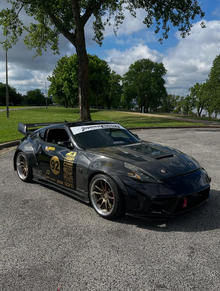 Nissan 370Z Nismo Sport Touring Base Fairlady Z Z34 2009 2010 2011 2012 2013 2014 2015 2016 2017 2018 2019 2020 with Aftermarket Parts - V1 Glass Clearview Hood Bonnet Carbon Fiber / FRP from CMST Tuning