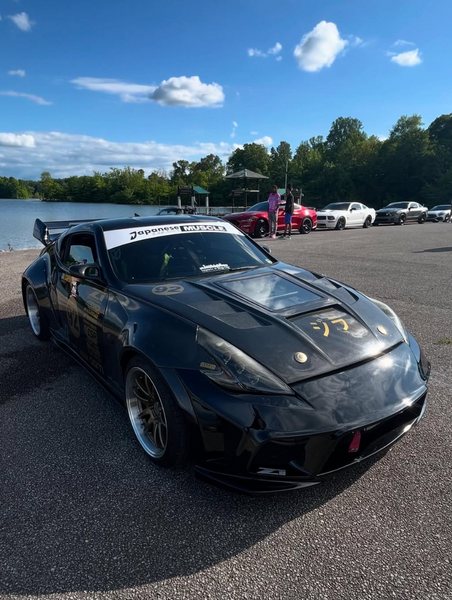 Nissan 370Z Nismo Sport Touring Base Fairlady Z Z34 2009 2010 2011 2012 2013 2014 2015 2016 2017 2018 2019 2020 with Aftermarket Parts - V1 Glass Clearview Hood Bonnet Carbon Fiber / FRP from CMST Tuning