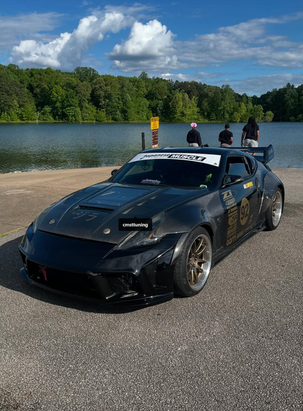 Nissan 370Z Nismo Sport Touring Base Fairlady Z Z34 2009 2010 2011 2012 2013 2014 2015 2016 2017 2018 2019 2020 with Aftermarket Parts - V1 Glass Clearview Hood Bonnet Carbon Fiber / FRP from CMST Tuning