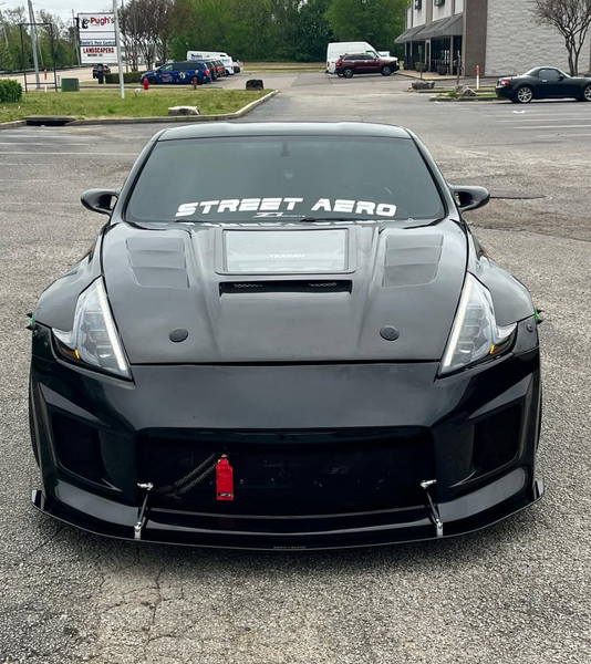 Nissan 370Z Nismo Sport Touring Base Fairlady Z Z34 2009 2010 2011 2012 2013 2014 2015 2016 2017 2018 2019 2020 with Aftermarket Parts - V1 Glass Clearview Hood Bonnet Carbon Fiber / FRP from CMST Tuning