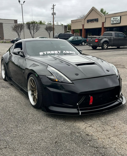 Nissan 370Z Nismo Sport Touring Base Fairlady Z Z34 2009 2010 2011 2012 2013 2014 2015 2016 2017 2018 2019 2020 with Aftermarket Parts - V1 Glass Clearview Hood Bonnet Carbon Fiber / FRP from CMST Tuning