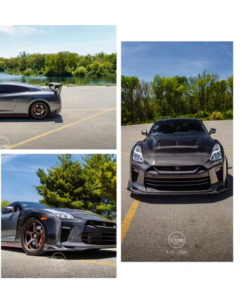 Nissan GTR Nismo Black Track Premium Base 2008 2009 2010 2011 2012 2013 2014 2015 2016 (for installation on 2017-2024 vehicles, 2008-2016 hood is recommended) & 2017 2018 2019 2020 2021 2022 2023 2024 (for installation on 2008-2016 vehicles, 2017-2024 hood is recommended) with Aftermarket Parts - TS Front Bumper & Lip (DRL included) Carbon Fiber / FRP from CMST Tuning