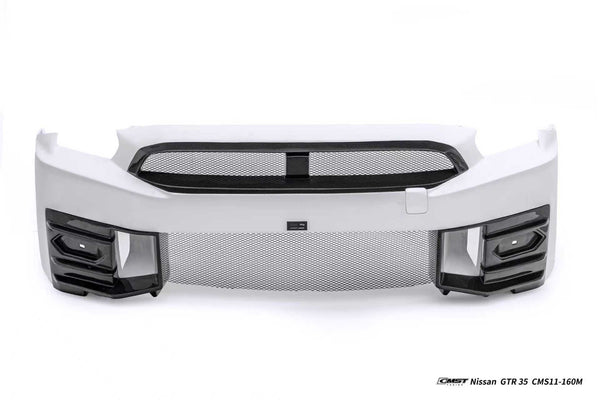 Nissan GTR R35 CBA DBA EBA 2008 2009 2010 2011 2012 2013 2014 2015 2016 2017 2018 2019 2020 2021 2022 2023 2024 (for installation on 2008-2016 vehicles, 2017-2024 hood is recommended) with Aftermarket Parts - 2024 NISMO Style Front Bumper &amp; Lip & Undertray Carbon Fiber / FRP from CMST Tuning