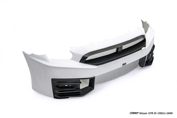 Nissan GTR R35 CBA DBA EBA 2008 2009 2010 2011 2012 2013 2014 2015 2016 2017 2018 2019 2020 2021 2022 2023 2024 (for installation on 2008-2016 vehicles, 2017-2024 hood is recommended) with Aftermarket Parts - 2024 NISMO Style Front Bumper &amp; Lip & Undertray Carbon Fiber / FRP from CMST Tuning