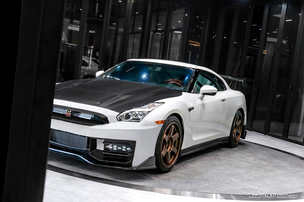 Nissan GTR R35 CBA DBA EBA 2008 2009 2010 2011 2012 2013 2014 2015 2016 2017 2018 2019 2020 2021 2022 2023 2024 (for installation on 2008-2016 vehicles, 2017-2024 hood is recommended) with Aftermarket Parts - 2024 NISMO Style Front Bumper &amp; Lip & Undertray Carbon Fiber / FRP from CMST Tuning