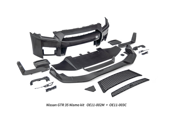 Nissan GTR R35 CBA DBA EBA 2008 2009 2010 2011 2012 2013 2014 2015 2016 2017 2018 2019 2020 2021 2022 2023 2024 (for installation on 2008-2016 vehicles, 2017-2024 hood is recommended) with Aftermarket Parts - Nismo Style Front Bumper &  Lip Carbon Fiber from CMST Tuning