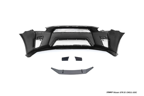 Nissan GTR R35 CBA DBA EBA 2008 2009 2010 2011 2012 2013 2014 2015 2016 2017 2018 2019 2020 2021 2022 2023 2024 (for installation on 2017-2024 vehicles, 2008-2016 hood is recommended) with Aftermarket Parts - HORIZON Front Bumper & Undertray Carbon Fiber / FRP from CMST Tuning
