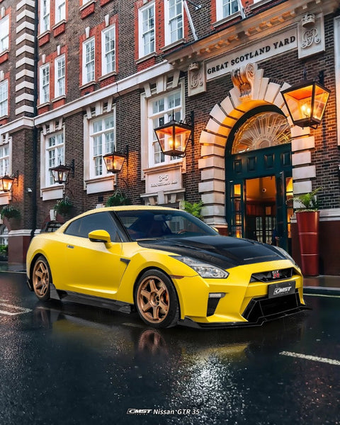 Nissan GTR R35 CBA DBA EBA 2008-2024 with Aftermarket Parts - HORIZON Narrow body &  Widebody Front Lip Carbon Fiber / FRP from CMST Tuning