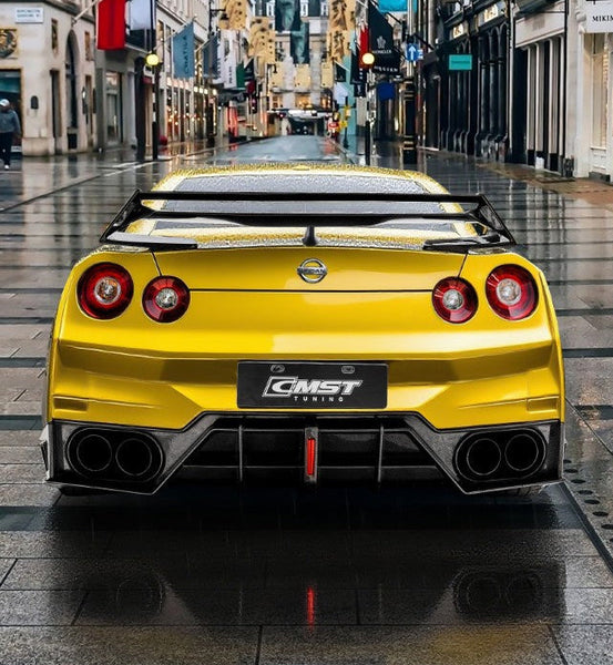 Nissan GTR R35 CBA DBA EBA 2008 2009 2010 2011 2012 2013 2014 2015 2016 2017 2018 2019 2020 2021 2022 2023 2024 with Aftermarket Parts - HORIZON Rear Bumper & Diffuser & Undertray Carbon Fiber / FRP from CMST Tuning