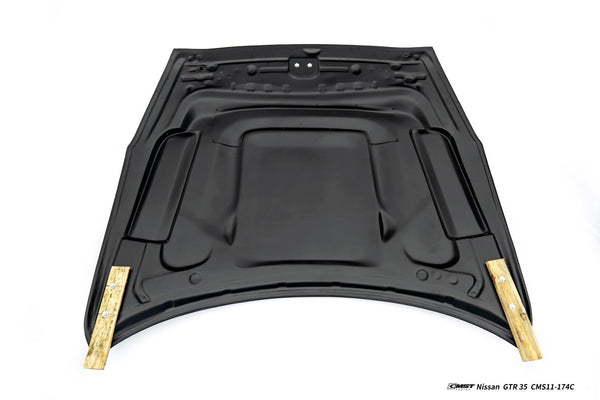 Nissan GTR R35 CBA DBA EBA 2008 2009 2010 2011 2012 2013 2014 2015 2016 2017 2018 2019 2020 2021 2022 2023 2024(for installation on 2017-2024 vehicles, 2008-2016 bumper is recommended) with Aftermarket Parts - V5 Hood Carbon Fiber / FRP from CMST Tuning