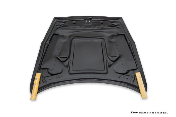 Nissan GTR R35 CBA DBA EBA 2008 2009 2010 2011 2012 2013 2014 2015 2016 2017 2018 2019 2020 2021 2022 2023 2024(for installation on 2017-2024 vehicles, 2008-2016 bumper is recommended) with Aftermarket Parts - V6 Hood Carbon Fiber / FRP from CMST Tuning