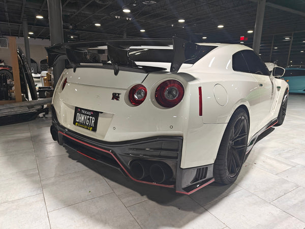 Nissan GTR Nismo T-Spec Black Edition Track Edition Premium Pure 2008 2009 2010 2011 2012 2013 2014 2015 2016 2017 2018 2019 2020 2021 2022 2023 (2017+ rear bumper is required for 2008 2009 2010 2011 2012 2013 2014 2015 2016 model year) with Aftermarket Parts - Nismo Style Rear Bumper & Diffuser Carbon Fiber / FRP / PP from CMST Tuning