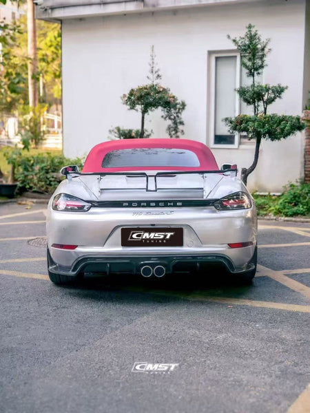 Porsche 718 Cayman Boxster Base S T GTS 2017-ON with Aftermarket Parts - V1 Style Rear Diffuser Carbon Fiber / FRP from CMST Tuning