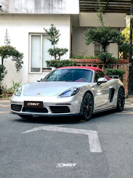 Porsche 718 Cayman Boxster Base S T 2017-ON with Aftermarket Parts - V1 Style Front Lip Splitter Carbon Fiber / FRP from CMST Tuning