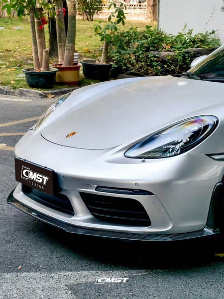 Porsche 718 Cayman Boxster Base S T 2017-ON with Aftermarket Parts - V1 Style Front Lip Splitter Carbon Fiber / FRP from CMST Tuning