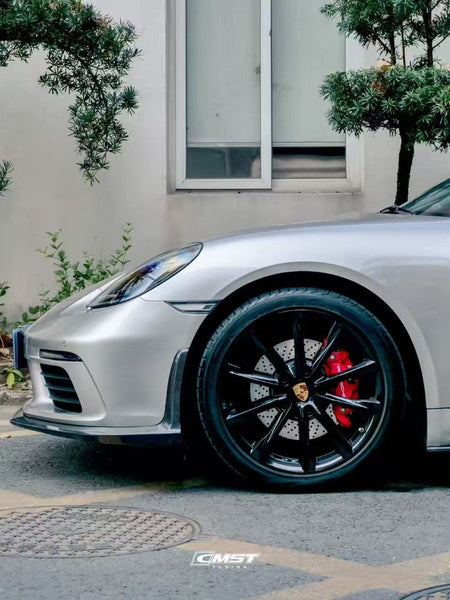 Porsche 718 Cayman Boxster Base S T 2017-ON with Aftermarket Parts - V1 Style Front Lip Splitter Carbon Fiber / FRP from CMST Tuning