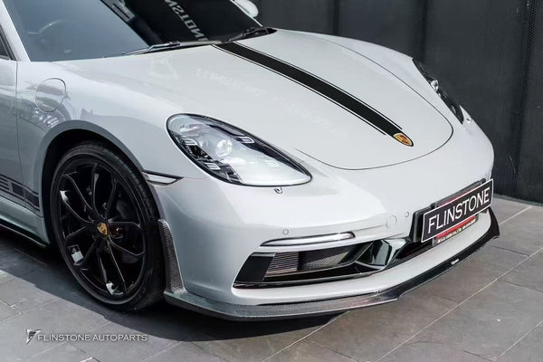 Porsche 718 Cayman Boxster Base S T 2017-ON with Aftermarket Parts - V1 Style Front Lip Splitter Carbon Fiber / FRP from CMST Tuning