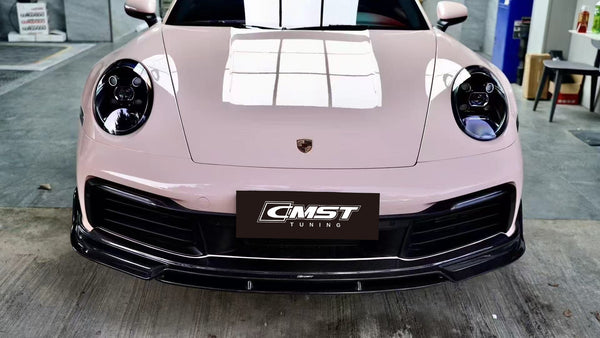 Porsche 992 992.1 Carrera Base/S/T/4/4S/Targa 4/Targa 4S/GTS 2020 2021 2022 2023 2024 with Aftermarket Parts - Sport & Non-Sport Design Aerokit Package Front Lip Carbon Fiber / FRP from CMST Tuning