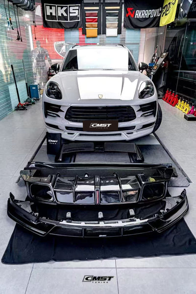 Porsche Macan 95B.2 Base / S 2019 2020 2021 with Aftermarket Parts - Front Lip Carbon Fiber / FRP from CMST Tuning