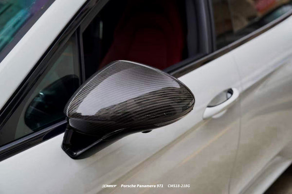 Porsche Panamera 4 & 4S & Turbo 971.1 971.2 (fits both pre-facelift & facelift, Left Hand Drive Only) 2017 2018 2019 2020 2021 2022 2023 with Aftermarket Parts - Replacement Mirror Caps Pre-preg Carbon Fiber from CMST Tuning