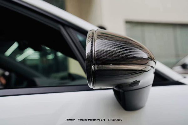 Porsche Panamera 4 & 4S & Turbo 971.1 971.2 (fits both pre-facelift & facelift, Left Hand Drive Only) 2017 2018 2019 2020 2021 2022 2023 with Aftermarket Parts - Replacement Mirror Caps Pre-preg Carbon Fiber from CMST Tuning