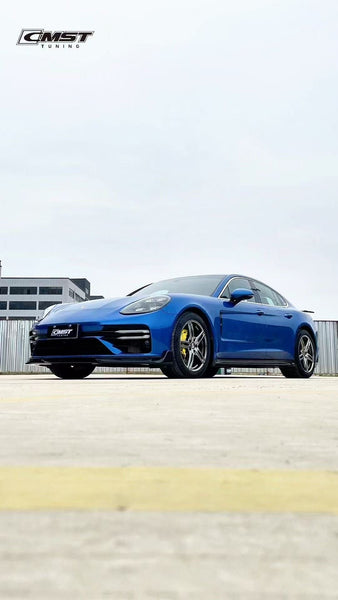 Porsche Panamera 971.2 Turbo/Turbo S 2021 2022 2023 (not all Turbo S has the same bumper, please make sure you have the same bumper as pictured) with Aftermarket Parts - Front Lip Splitter Pre-preg Carbon Fiber / FRP from CMST Tuning