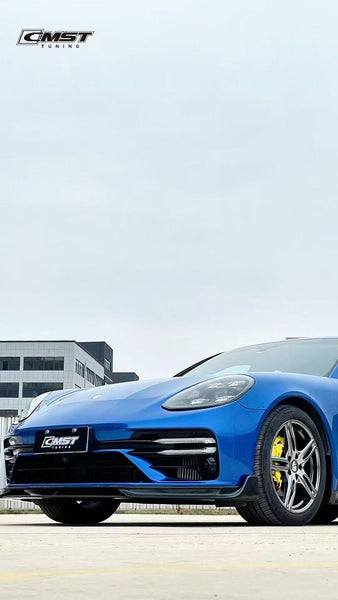 Porsche Panamera 971.2 Turbo/Turbo S 2021 2022 2023 (not all Turbo S has the same bumper, please make sure you have the same bumper as pictured) with Aftermarket Parts - Front Lip Splitter Pre-preg Carbon Fiber / FRP from CMST Tuning