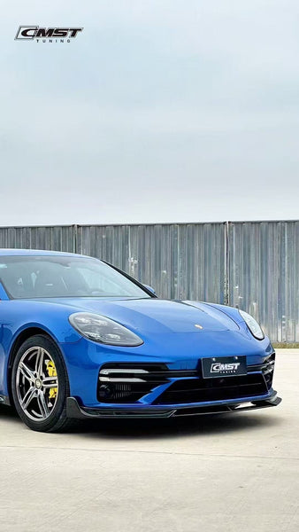 Porsche Panamera 971.2 Turbo/Turbo S 2021 2022 2023 (not all Turbo S has the same bumper, please make sure you have the same bumper as pictured) with Aftermarket Parts - Front Lip Splitter Pre-preg Carbon Fiber / FRP from CMST Tuning