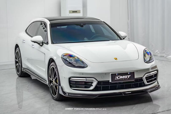 Porsche Panamera 971.2 Turbo/Turbo S 2021 2022 2023 (not all Turbo S has the same bumper, please make sure you have the same bumper as pictured) with Aftermarket Parts - Front Lip Splitter Pre-preg Carbon Fiber / FRP from CMST Tuning